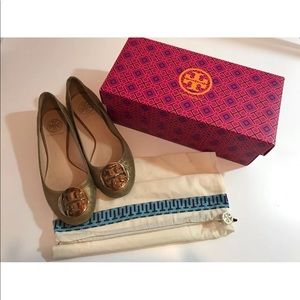 Tory Burch ballet flats shoe reva cheetah 7 bronze